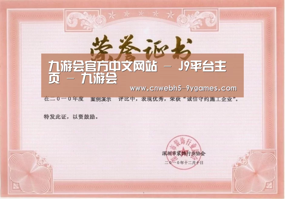 九游荣誉证书一